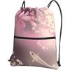 YYHWHJDE Zaino con coulisse con stampa di carpa rossa con fiori di ciliegio rosa, borsa in poliestere impermeabile per palestra, viaggi ed escursionismo, leggero, resistente e compatto