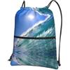 YYHWHJDE Big Ocean Wave Prints, zaino con coulisse, in poliestere, impermeabile, per palestra, viaggi ed escursionismo, leggero, resistente e compatto
