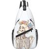 JUZGTSIT Zaino a tracolla con teschio bianco e fiore, per sport, escursionismo, borsa a tracolla, zaino da viaggio per uomo e donna