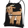 YYHWHJDE Zaino con coulisse marrone con stampa capra - Borsa in poliestere impermeabile per palestra, viaggi ed escursionismo - Leggero, resistente e compatto