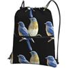 WHJSHOP Zaino con cerniera e coulisse con stampa di due uccelli, leggero, impermeabile, per viaggi, yoga e avventure quotidiane