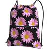 YYHWHJDE Zaino con coulisse con stampa floreale a pois rosa - leggero e impermeabile con tasca con cerniera - ideale per viaggi, yoga e sport