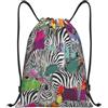 RRhgipp Zebra, zaino con coulisse, per sport, palestra, sacca da tasca, impermeabile, per donne e uomini, per la scuola, Nero , M, Classico
