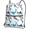 WHJSHOP Zaino con cerniera e coulisse con stampa di squali, leggero, impermeabile, per viaggi, yoga ed escursionismo