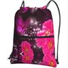 YYHWHJDE Zaino con coulisse con stampa di farfalle e fiori rosa, borsa impermeabile in poliestere per palestra, viaggi ed escursionismo, leggero, resistente e compatto