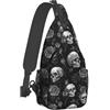 JUZGTSIT Unisex Grigio Nero Teschi Palestra Sport Viaggi Escursionismo Daypack Sling Zaino Borsa a tracolla Borsa a tracolla Borse Per Uomo Donna