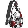 JUZGTSIT Borsa a tracolla a tracolla con rose e teschio, zaino da viaggio, escursionismo, zaino per donne e uomini, unisex, borsa a tracolla per ciclismo, palestra