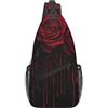 JUZGTSIT Zaino a tracolla multiuso, da viaggio, escursionismo, borsa a tracolla, con rosa rossa, taglia unica