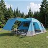 LoogCape Tenda a casetta blu, per 12 persone, in poliestere e acciaio, 580 x 230 x 220 cm, tenda antizanzare con telone antipioggia, porta con cerniera, tiranti per campeggio e attività all'aperto