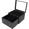 FytStycale Trading Card Storage Box Porta Carte da Gioco Scatola in Legno Resistente con Finestra Trasparente Organizer Pratico con Cassetto Adatto PE, Nero
