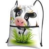 YYHWHJDE Zaino con coulisse con stampa di mucche, borsa impermeabile in poliestere per palestra, viaggi ed escursionismo, leggero, resistente e compatto