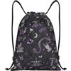RRhgipp Zaino con coulisse spettrale viola nero gotico sport palestra zaino tasca resistente all'acqua borsa a corda donna uomo scuola, Nero , M, Classico