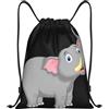 RRhgipp Zaino con coulisse a forma di elefante in stile cartone animato, per sport, palestra, tasca, impermeabile, per donne e uomini, scuola, Nero , S, Classico