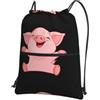YYHWHJDE Zaino con coulisse con stampa di maiale rosa, borsa in poliestere impermeabile per palestra, viaggi ed escursionismo, leggero, resistente e compatto