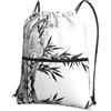 YYHWHJDE Zaino con coulisse con stampa calligrafica cinese con immagine di albero di bambù, borsa in poliestere resistente all'acqua per palestra, viaggi ed escursionismo, leggero, resistente e