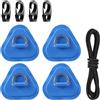 Generic Confezione da 4 toppe triangolari con anello a D in acciaio inossidabile con corda elastica da 2,5 m, kit di patch con anello a D, accessori per paddle, canoa e tavola da surf (blu)