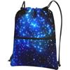 WHJSHOP Zainetto con cerniera e coulisse con stampa a stelle blu, leggero, impermeabile, per viaggi, yoga ed escursionismo