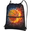 YYHWHJDE Zaino da palestra impermeabile con stampa a tema basket sul fuoco e fiamma d'acqua, borsa da palestra con coulisse, leggera e pieghevole, con tasca con cerniera per viaggi ed escursioni