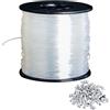 ktxaby 0,8mm x 200m Forte Corda In Nylon, Corda Da Pesca Trasparente, Nylon Trasparente Resistente Alla Rottura Con 120 Pezzi Di Morsetti In Alluminio Per Fai Da Te, Pesca, Artigianato, Gioielli, Appendere