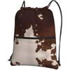 WHJSHOP Zaino in pelle bovina marrone rosso con stampa con coulisse - Borsa da palestra leggera e impermeabile per viaggi, yoga ed escursionismo
