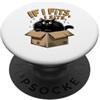 Feline Funnies If I Fits I Sits Black Cat Box Feline Lover PopSockets PopGrip Adesivo
