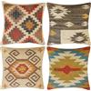 INDACORIFY Set da 4 pezzi Fodera per cuscino Kilim in lana e iuta Tessuta a mano vintage turca Copricuscino decorativo Federe per la casa (Stile- 05)