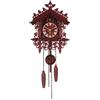 Dekltus Orologio da parete antico, orologio a cucù vintage rosso con movimento a batteria, decorazione da parete, dettagli tagliati al laser, orologio decorativo per interni e spazi commerciali