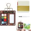 JDCMEI Kit Tavolozza per Pittura ad Acquerello in Miniatura a 8 Griglie, Set di Mini Palette Acquerellabili in Legno con Album da Disegno, Penna e Clip per Pittori, Artisti, Studenti
