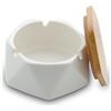 BH-MISSTARS Posacenere per esterni con coperchio, Obesky, realizzato a mano, in ceramica, per balcone, terrazza, casa, caffè, bar, decorazione per ufficio (bianco)