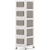 COSTWAY Cassettiera Plastica Trasparente con 5 Cassetti, Carrello Salvaspazio con Ruote Bloccabili e Maniglie, Design Antipolvere, Piedistallo Mobile per Bagno, Cucina e Ufficio (5 cassetti)