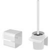 Inbagno Set Bagno Bianco Opaco 2 Pezzi - Portarotolo e Portascopino Da Muro In Acciaio - Kit Accessori Adesivi Senza Fori Fissaggio Linea Rea