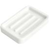 JYYWTSI Portasapone in ceramica, 12,6 x 8,8 x 2 cm, portasapone rettangolare, con 3 scanalature di scarico, antiscivolo, smaltatura liscia per lavabo, bagno, cucina, per sapone solido