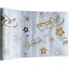 Tralala Fêtes® Runner da tavolo non tessuto Vive la pensione Decorazione centrotavola bianca e oro decorazione originale per pensionamento Rotolo in tessuto non tessuto con scrittura dorata