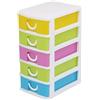VIRSUS Cassettiera a Torre con cassetti COLORATI, misura 16x22x25cm, set 5 cassetti con maniglia, organizer salvaspazio per piccoli oggetti, ufficio, camera da letto, scrivania, bambini -7141C