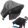 Joygoodta Parasole per passeggino, parasole impermeabile per carrozzina Oxford con protezione UV con tasca portaoggetti per finestra traspirante, vestibilità regolabile per passeggino, nero