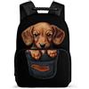TPISLI Zaino Scolastico Dachshund Dog Bambini 7-12 Anni, Zainetto Animal Puppy Motif Cartella Scolastica, Backpack, Elementare Viaggio, Comodo per Libri Quaderni