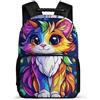 TPISLI Zainetto Colourful Kitten Motif per Ragazzo Ragazza 8-12 Anni, Zaino Scuola Cat Pattern Borsa Scolastica, Bookbag, Leggera, Schienale Imbottito, Primaria Tempo Libero