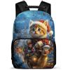 TPISLI Zainetto Christmas Theme Cat per Bambini 5-10 Anni, Zaino Scuola Animal Kitten Borsa Scolastica, Backpack, Elementare Viaggio, Comodo per Libri Quaderni