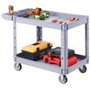 VEVOR Carrello di Servizio Portata Max 250 kg 2 Ripiani Ruote con Freno, Carrello Officina con Struttura a Doppio Lato Concava, Senza Pannello Forato, Robusto e Pratico, Ideale per Garage e Magazzini