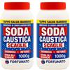 FORTUNATO Soda Caustica in Scaglie, 1 Kg, Set da 2 Pezzi, Disgorgante Potente per Scarichi e Forni Pulizie e Sverniciatura