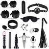 Ninonly BDSM Kit Bondage, 15 Pezzi Kit BDSM Accessori con Manette Caviglia Morsetti per Capezzoli, SM Sex Toys Set con Frustino Bondange, Giocattoli Sessuali per Coppie Donna Uomo