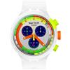 Swatch Orologio Uomo Swatch NEON JELLY Cronografo Silicone Bianco Fluo SB02K100