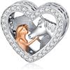 Odinstone Cavallo Ragazza Charm 925 Argento Sterling Cavallo Charm Bead Abbinamento Bracciale Ciondolo Cavallo Gioielli per donne Signore Cavallo Regali