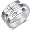 kaululu Anello Donna Personalizzato con Nome Incisione Anelli Croce in Acciaio inossidabile per Famiglia Bff Sorella Madre Personalizzabile Regalo Compleanno per Mamma (#3 Names)