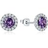 JO WISDOM Orecchini in Argento 925 Donna con 3A Zirconia cubica Febbraio Birthstone Colore Ametista,Gioielli per le Donne