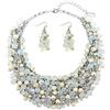 Bocar Collana da donna alla moda, con colletto grosso e cristalli, set di collana e orecchini, fatto a mano, regalo per lei