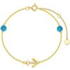 Rikelus Braccialetto da donna in oro giallo 375/9 K, con ancora in moissanite, 5 mm, turchese, per San Valentino, compleanno, per moglie, mamma, navigatore, 16,5 + 5 cm
