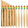 Sumshy 10 Colori Spazzolini Bamboo, Spazzolino da Denti a Setole Morbide Senza BPA, Set di spazzolini da denti in bambù naturale ecologico (Adulto - 10 Arcobaleno)