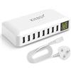 Kitbox Caricatore USB Multiplo da 40W Stazione Ricarica Cellulari con Display e 8-porte 5V/2A USB Carica Rapida Multipresa per iPhone 16/15/14/13/12/11 Pro Max/SE/XR, Samsung S10/S9, Pixel 8/7, ecc.