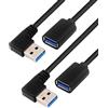 BRIEFCEC Cavo Prolunga USB 3.0 Maschio a USB 3.0 Femmina 90 Gradi USB Maschio a Femmina 30cm USB Prolunga 5 Gbps Connettore Adattatore per PC, Lettore di Schede, Tastiera, Scanner(Sinistra, 2Pezzi, Nero)